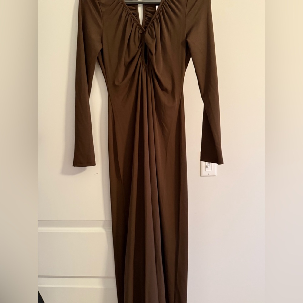Topshop Chocolate Long Sleeve Dress